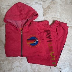 Aviator Nation Set: Full Zip Sweatshirt & sweatpants - Red - Kids Size 8